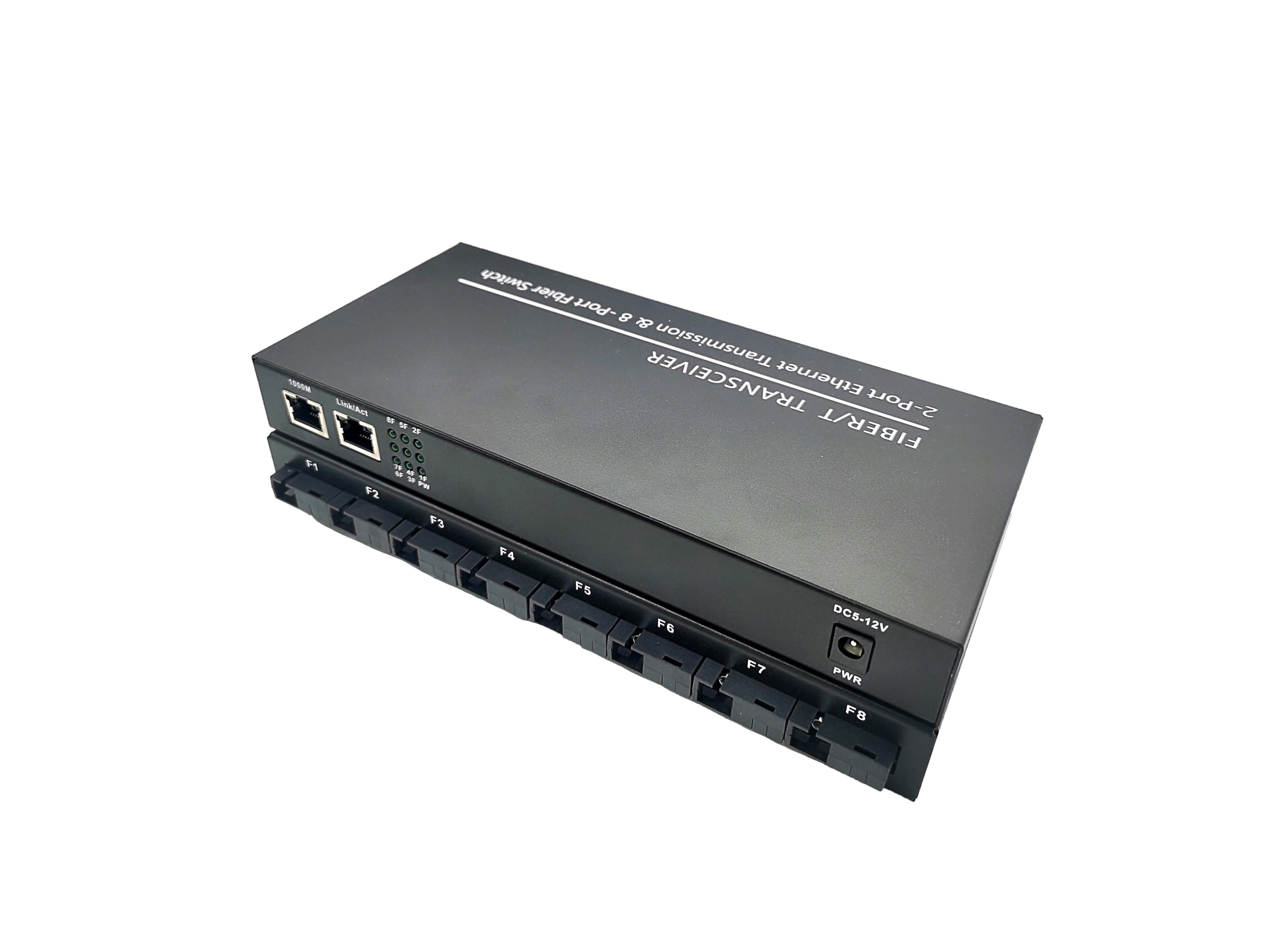 單模單纖千兆八光兩電收發(fā)器 GMA-MS08-2-25